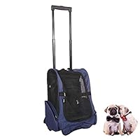 LEMKA Pet Rolling Carrier Backpack Wheel Around 4-in-1 Pet Travel Carrier,Airline Approve Dog Carrier for Indoor & Outdoor Use (19" L x 14" W x 12" H, Dark Blue)