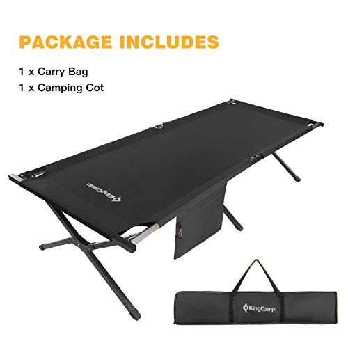 KingCamp Oversized Camping Cot 30" Wide XXL for Adults Heavy Duty Folding Sleeping with Storage