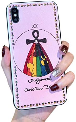 iPhone Xs Max Case Tarot Pattern Back Skin Waterproof Shockproof Cover for 6.5 inch iPhone Xs Max with Screen Protector (Pink)