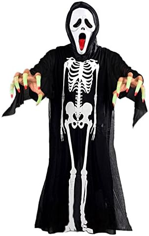 CutyKids Child Halloween Scary Skull Costumes Boy Girl Scream Mask Finger Nails