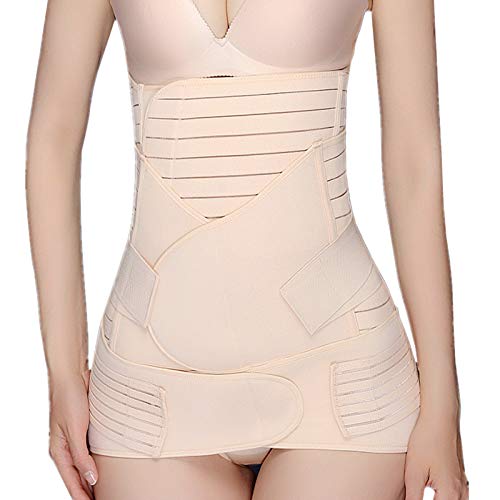 JADE KIT Postpartum Belly Band, 3 in 1 Postpartum Belly Support Recovery Wrap, Belly Waist Pelvis Wrap Shapewear Slimming, Postpartum Girdle Body Shaper for Postnatal, Maternity, 3 Size, Beige XL