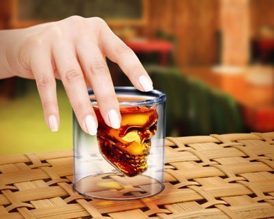 RV Media Crystal Skull Doomed Shot Glass for Tequila, Vodka. Bar Accessory & Home Decor