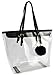 Large Clear Bag PVC Transparent Shoulder Handbag with Black Plush Pendant (Black)