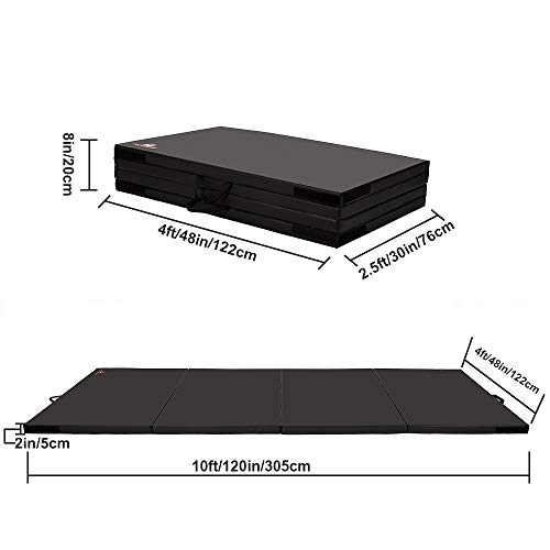 papababe 10'x4' Folding Exercise Mat, 2 Inch Thick Gymnastics Tumbling