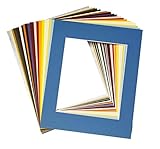 Mat Board Center, Pack of 20 11x14 Mixed Colors White Core Picture Mats for 8x10 Photos