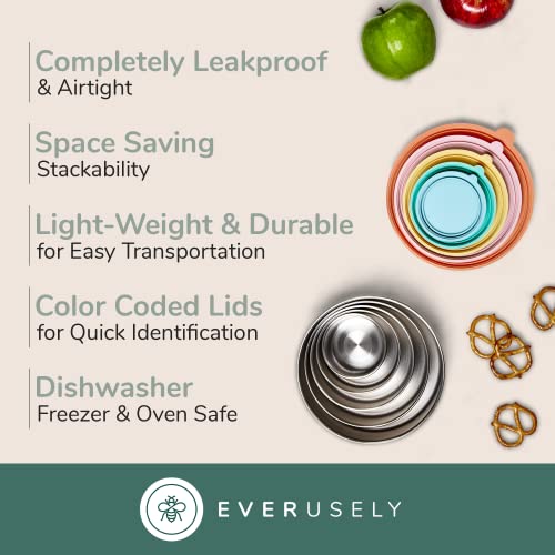 Everusely Stainless Steel Containers With Lids, Stackable Toddler Snack