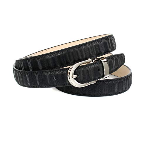 Anthoni Crown Damen Ledergürtel Gürtel, Schwarz, 100