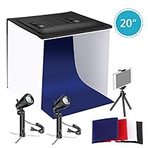 Neewer 20x20 inches Table Top Photography Studio Lighting Light Tent Kit with Foldable Shooting Box, Led Light, Mini Tripod, Phone Holder, 4 Color Backdrops for Product Shooting Advertising