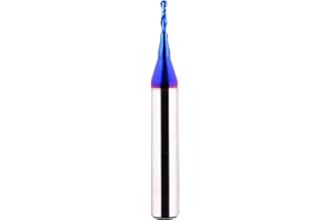 YOKISHUN CNC Router bits Carbide Ball Nose End Mill with Nano Blue Coating for Side Milling. End Milling. Finish Machining. (1/16" Cut Dia X 2" OAL)
