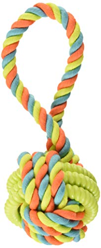 Boss Pet Chomper Extra Tough & Colorful Knoted Rope & TPR Coiled Tug Dog Toy - Medium Size Dog Toy, Multi