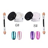 DE'LANCI Mirror Nail Glitter Powder Shinning Gorgeous Nail Art Powder 3g Per Box Chrome Pigment Glitters Set of 2 (6+8)
