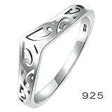 925 Sterling Silver Ring, BoRuo Filigree Thumb Chevron High Polish Comfort Fit Band Ring