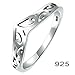 BORUO 925 Sterling Silver Ring Filigree Thumb Chevron High Polish Comfort Fit Band Ring