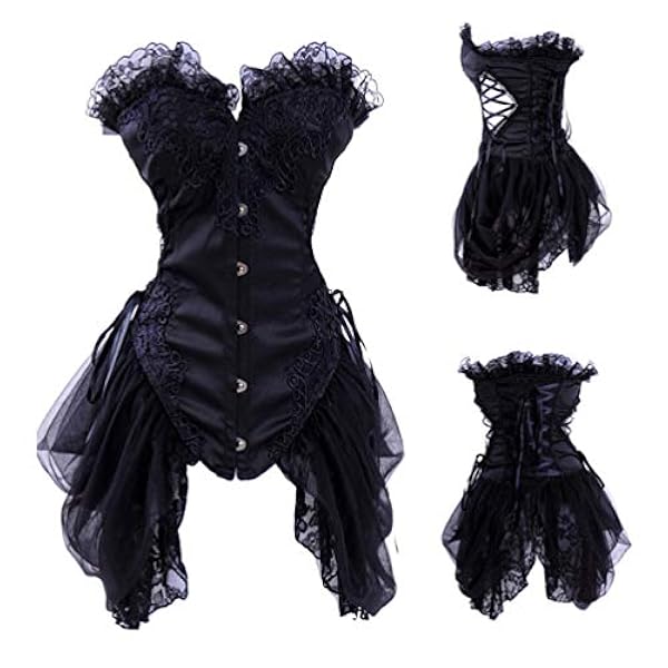 Joyoter Robe Bustier Gothique Pour Femme Overbust Sans Bretelles Corset Jupe A Volants Corps Sexy Shaper