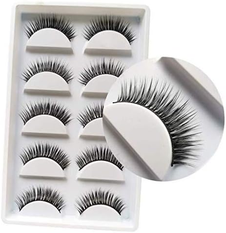 False Eye Lashes, 5 Pairs Multipack Natural 3D False Eyelashes Natural Look For Makeup Eyelashes Extension (Black D005)
