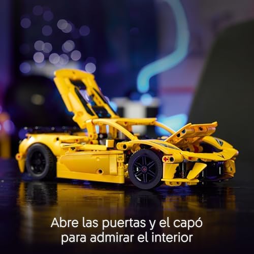 LEGO Technic Chevrolet Corvette Stingray Toy Sports Car Model Kit, veículo com portas e capô que abrem, decoração do quarto, presente para meninos e meninas 9 anos e mais velhos 42205