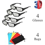 4 Pack Unisex Passive Polarized 3D Glasses for LG, Sony, Panasonic, Toshiba, Vizio and All Passive 3D TVs RealD 3D Cinema Glasses for Watching Movies Family Pack New Circular Polarized Lenses