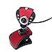 HDE 12 Megapixel Webcam USB Online Camera with Microphone and 6 LEDs for Video Conferencing (Red)