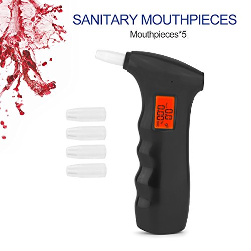 Vandora Breathalyzer, Portable Digital Breath Alcohol Tester LED Screen with 5 Mouthpieces for Home Use
