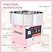 Nurxiovo 21 Inch Commercial Cotton Candy Machine Electric Countertop Cotton Candy Floss Maker Pink with Drawer Stainless Steel for Various Parties