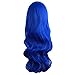 MapofBeauty 24 Inch/60cm Charming Synthetic Long Wavy Side Bangs Women Party Anime Cosplay Wig (Navy Blue)