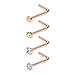 Ruifan 4PCS 20G 316L Surgical Steel 2mm Top Flat & Ball & Clear Round & Square CZ Curved Nose Stud Ring L Shaped Piercing Jewelry - Rose Gold