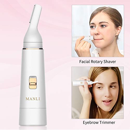 Facial Hair Removal for Women, MANLI 4 in 1 IPX 6 Waterproof Painless Lady Grooming Kit With Facial Hair Remover, Body Shaver, Nose Hair and Eyebrow Trimmer, USB Rechargeable Trimmerã€Upgrade Motorã€‘