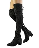 DREAM PAIRS Women's Laurence Black Over The Knee Thigh High Chunky Heel Boots Size 9.5 M US