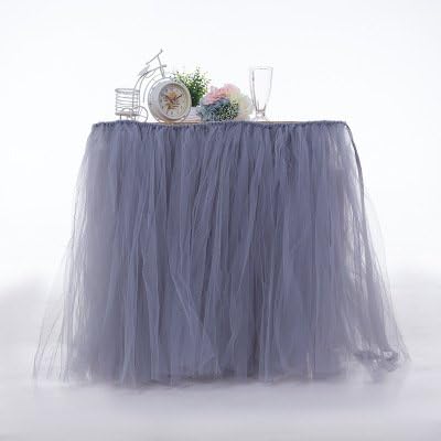 Tutu Table Skirts Tulle Tulle Tableware Decoration for Wedding Birthday Baby Shower Holiday Party by YYKIT (Gray)