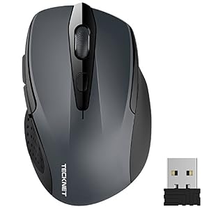 TECKNET PRO Mouse Senza Fili, 2600 DPI Mouse Wireless Ergonomico, 2,4G Ottico con Ricevitore Nano USB, 6 Pulsanti, Durata di Vita di 24 Mesi Compatibile con PC, Mac, Laptop