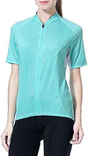 Cycling Jersey Women's Short Sleeve Bike Biking Shirts Full Zip Bicycle Tops Cycling Clothes with 3 Pockets