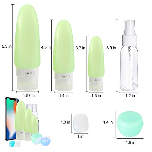 13 Pcs BPA Free Silicone Travel Bottle Set,TSA Approved Food-grade Silicone Bottle Container Spray Bottles Cream Jars FDA Approved for Shampoo Leak-proof Cosmetic Toiletry Travel Containers with Tag