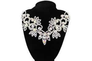 PEARLY JUN Rhinestone Applique Crystal Applique for Hand Sewing Craft Projects DIY Wedding Clothes Shoes Hats Bags (YL012-AB Silver)