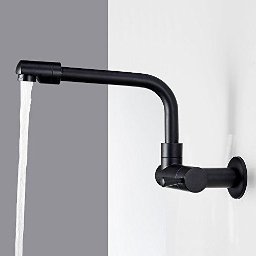 Neilyn Black Full Copper Lengthen the Faucet Taps Wallmounted Kitchen