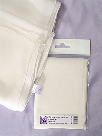 heidifeathersNatural White Chiffon Gauze Silk Scarf 90cm x 90cm