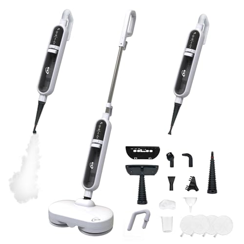 KOK 10-in-1 Steam Cleaner, Steam Mop with Rotary Function, High Temperature Steam, 500ml Capacity, 15 Accessories, 10s Heating Time, for Bedrooms, Kitchens and Living Rooms