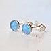 Sterling silver studs blue opal 4mm post earring posts Light Blue