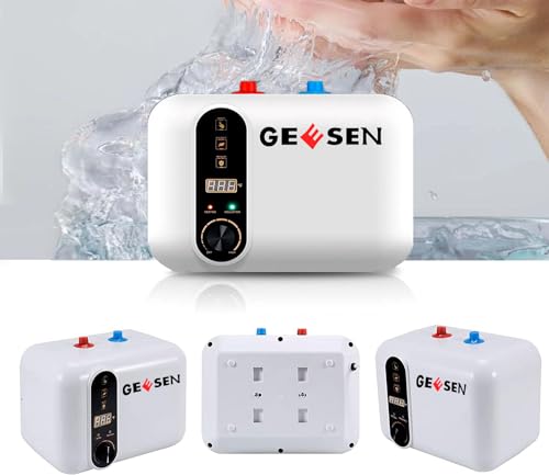 GEESEN Electric Hot Water Heater 120V Small Compact Tank Storage,Rv Tr 3.5 Gallon Trailer 1.5KW Kitchen Instant Under Sink Counter Cupboard, RV 1 PCs 16” Long 1/2”FIP Stainless Steel Water Hose