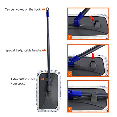 Mastertop mop, groot, vlak, microvezel, 40 x 21 cm, draaibaar, voor het reinigen van houten vloeren, tegels, marmer - Afbeelding 7