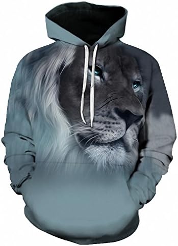 NEW Autumn Winter Fashion Lion Ancient Digital Printing Men/Women Hooded Hoodies Cap Windbreaker Jacket 3d Sweatshirts 6XL LMS016 S