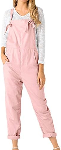 WUYIMC Overalls for Women Loose Dungarees Loose Linen Pockets Rompers Long Pants Jumpsuit Trousers