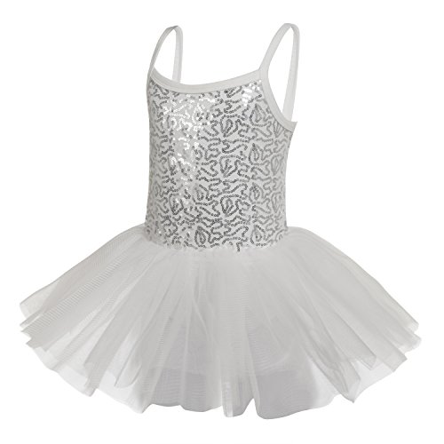 Arshiner Kids Little Girls Ballet Strap Sequin Floral Embroidered Camisole Leotard Tutu