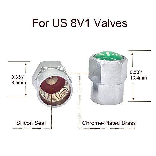 image for GODESON Chrome Plated Brass Tire Valve Stem Caps N2 Nitrogen Sign Logo