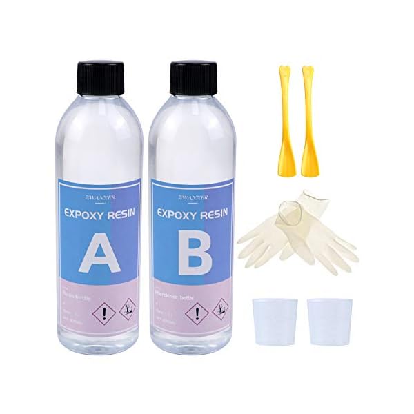 Zwanzer Epoxidharz Set Anfänger 540ml, Glasklar Epoxy Resin Gießharz 1:1 Verhältnis Epoxidharz für Kunstprojekt…