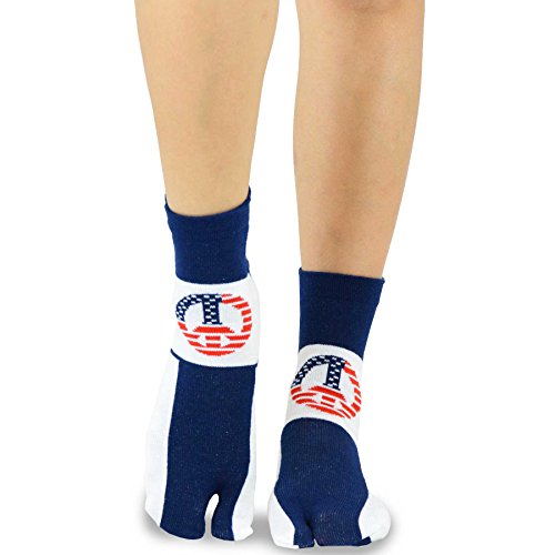 TeeHee Flip Flop Big Toe Cotton Socks 3-Pairs Pack (American Flag)