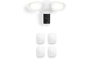 Ring Floodlight Cam Pro (newest model), White with 4 Window and Door Sensors (newest model)