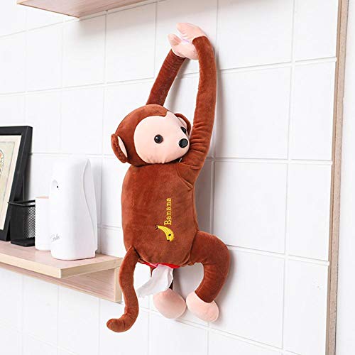Creative Tissue Box Cute Monkey Toy Paper Facial Tissue Box Cover Holder Napkin Box Paper Storage Box for Car Bathroom Vanity Countertops Bedroom Dressers Night Stands Desks and Tables