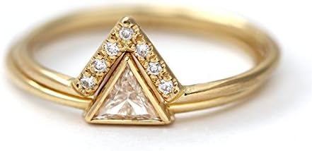 Trillion Diamond Ring, Bridal Wedding Set, Diamond Bridal Set, Trillion Wedding Set, Modern Wedding Set, Triangle Cut Diamond Ring, artemer
