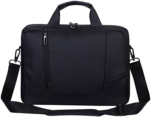 Laptop Crossbody Messenger Bag, Soft Nylon, Foam Padded Briefcase, Removable Shoulder Strap - For 17.3 Inch Notebooks, Black - By Rawboe