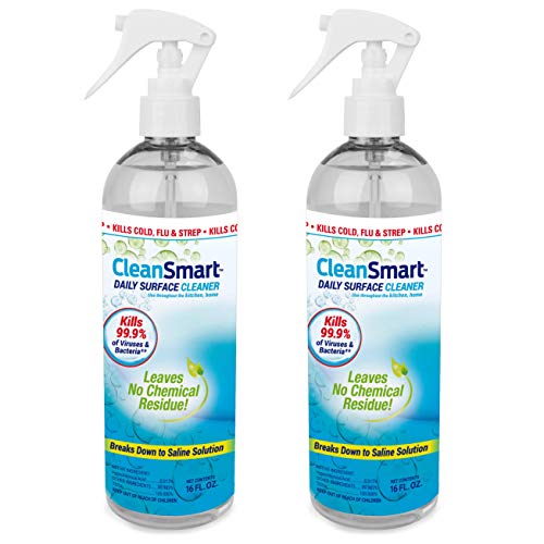 CleanSmart Disinfectant Spray Mist Kills 99.9% of Viruses, Bacteria, Germs, Mold, Fungus. Leaves No Chemical Residue! 16oz. 2Pk. Great to Clean and Sanitize CPAP Masks, Parts & Air Dry. (Best Over The Counter For Ringworm)